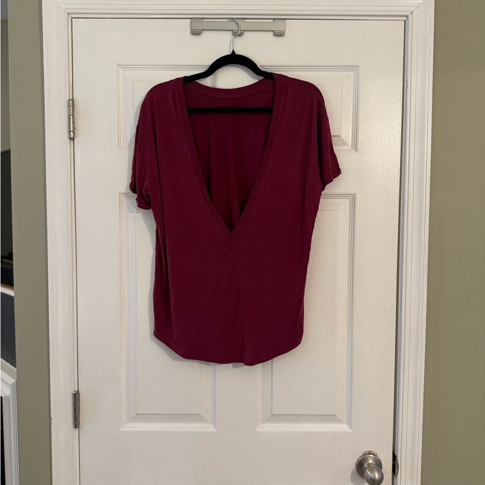 NWOT Women's Reversible Deep V-Tee - Sangria